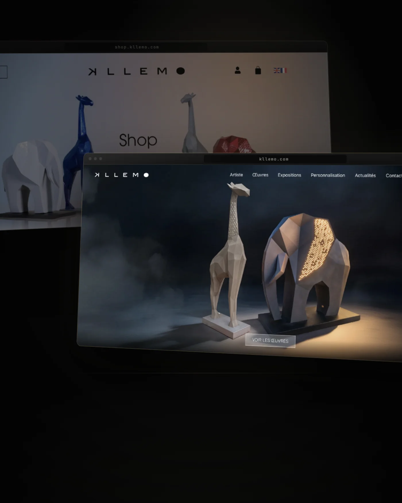 Le site Kllemo, deux écrans dans la pénombre