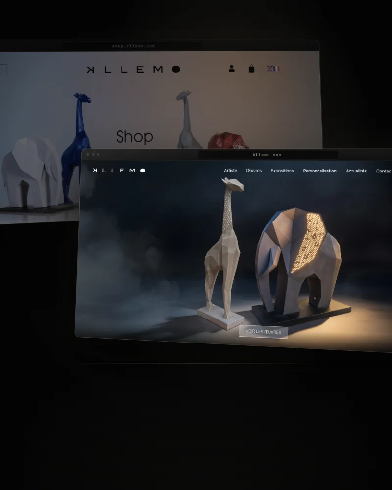 Le site Kllemo, deux écrans dans la pénombre