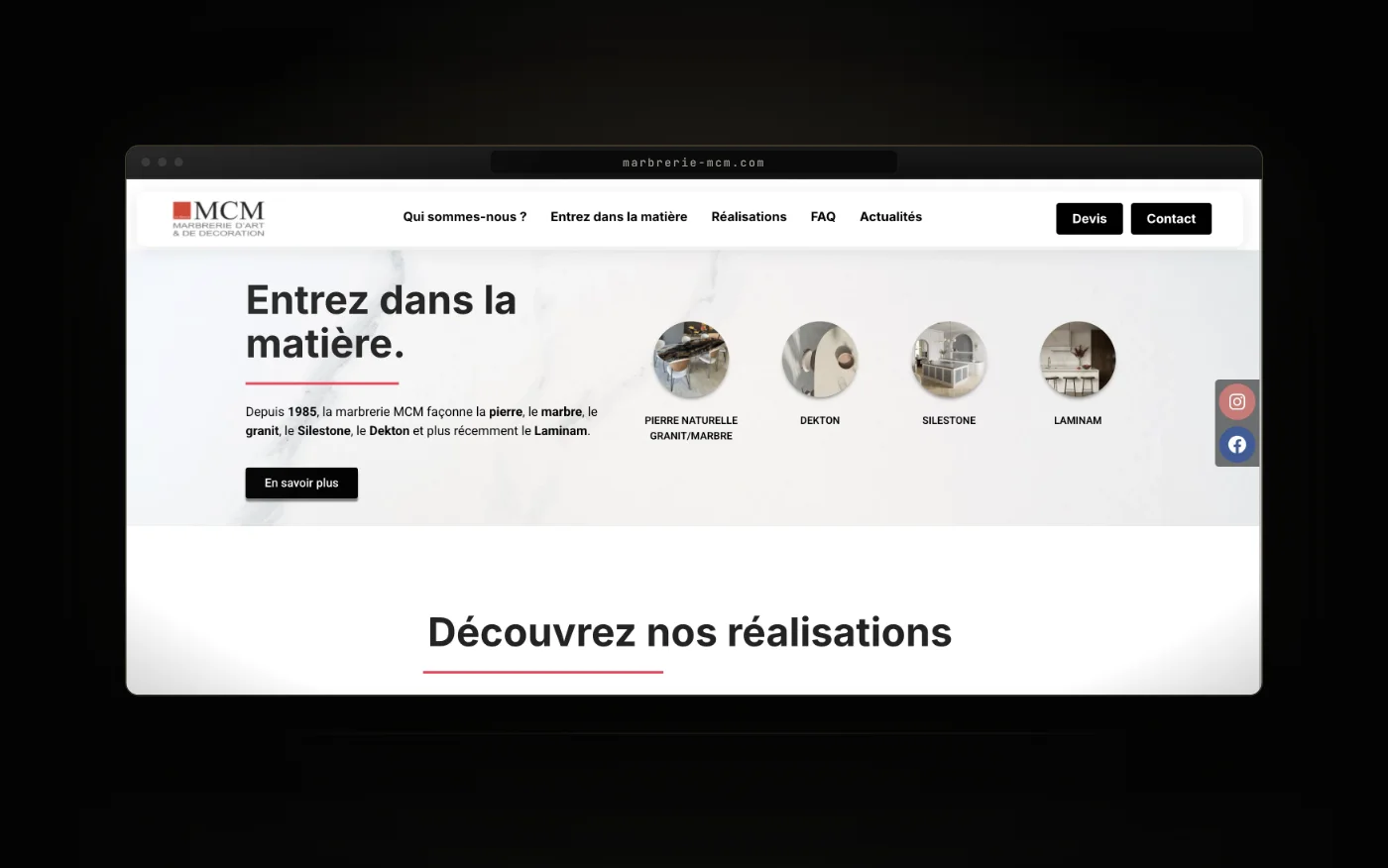 Le site Marbrerie MCM : entrez dans la matière