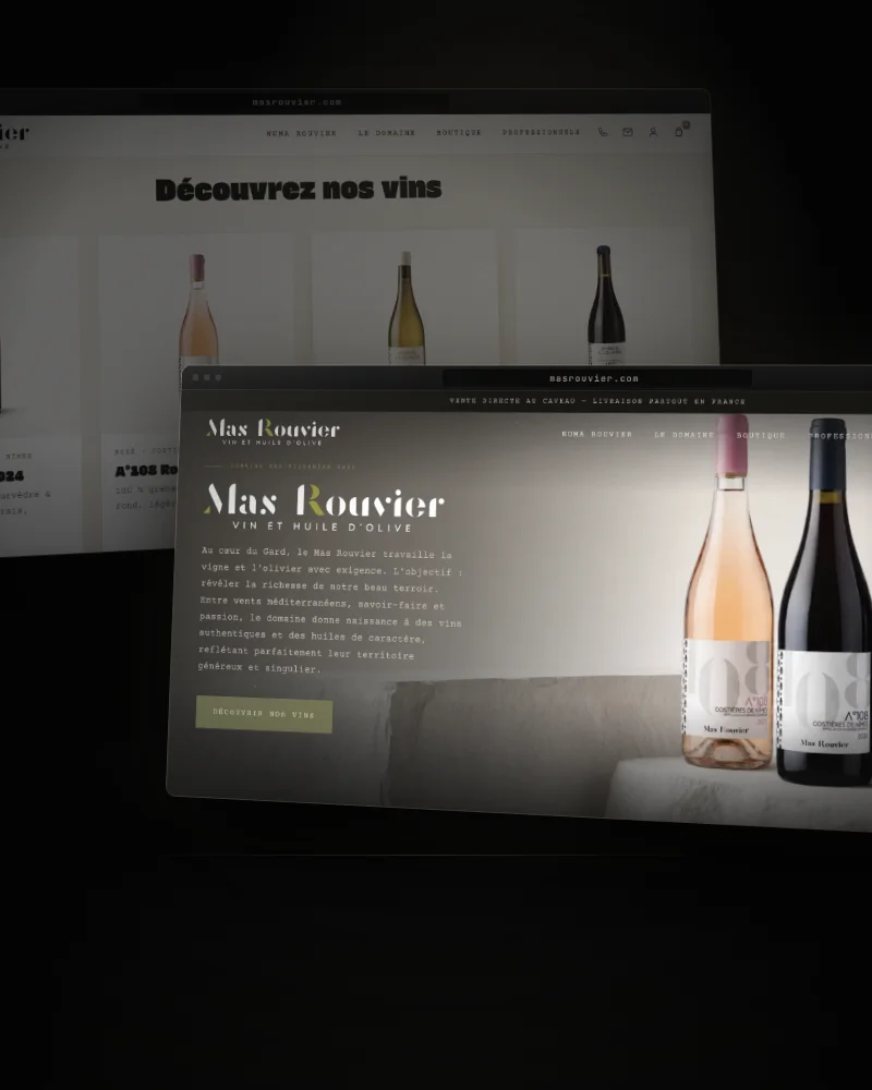 Le site Mas Rouvier, deux écrans dans la pénombre