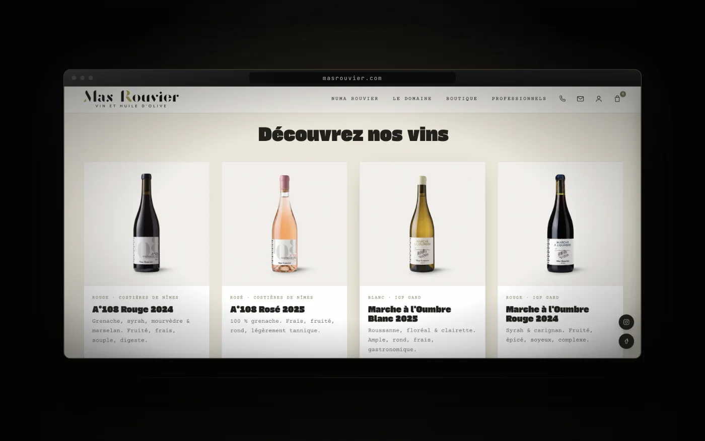 Le site Mas Rouvier : découvrez nos vins