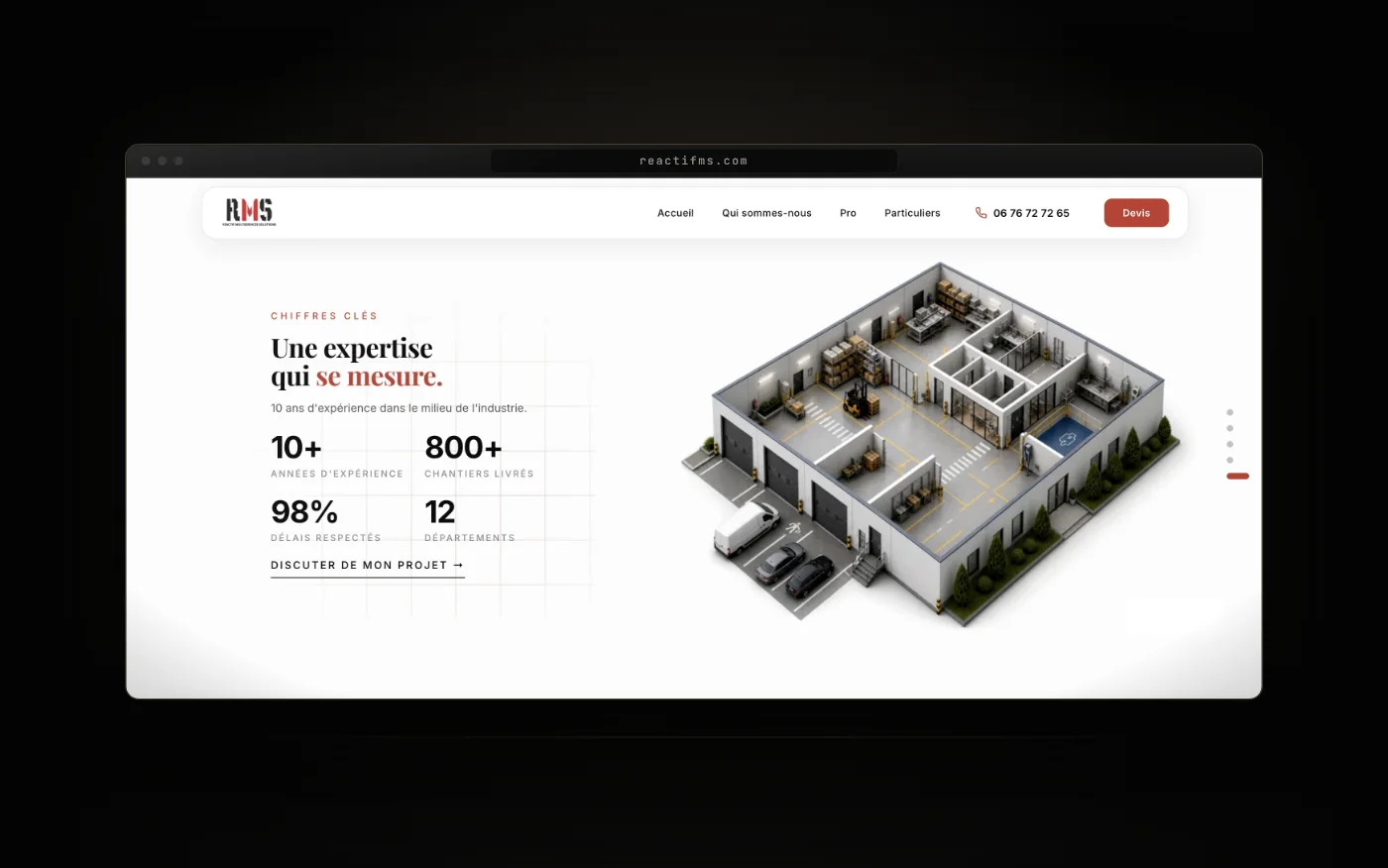 Le site Réactif Multiservices : chiffres clés