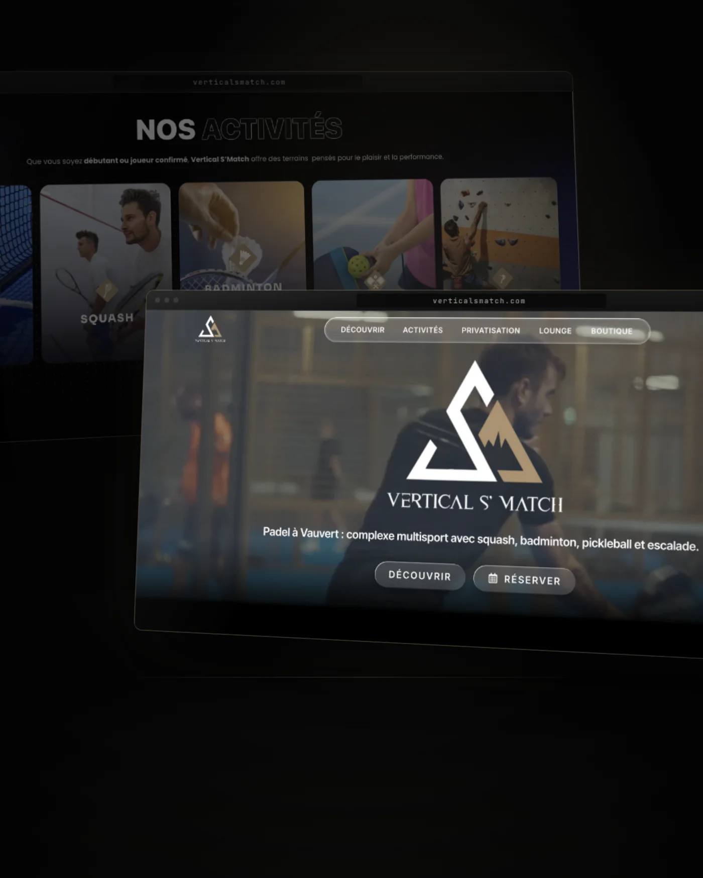 Le site Vertical S’match, deux écrans dans la pénombre