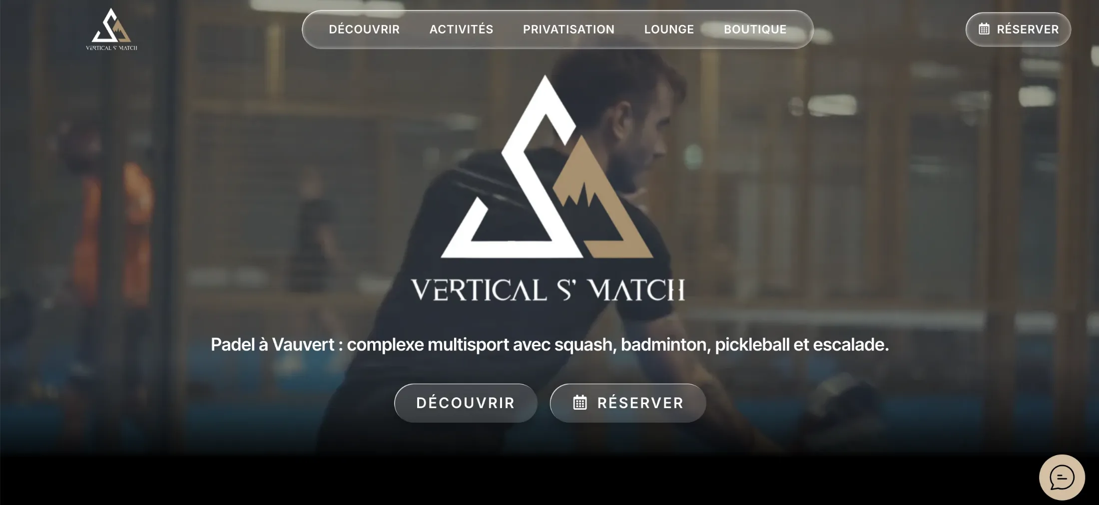 Page d’accueil du site Vertical S’match sur ordinateur