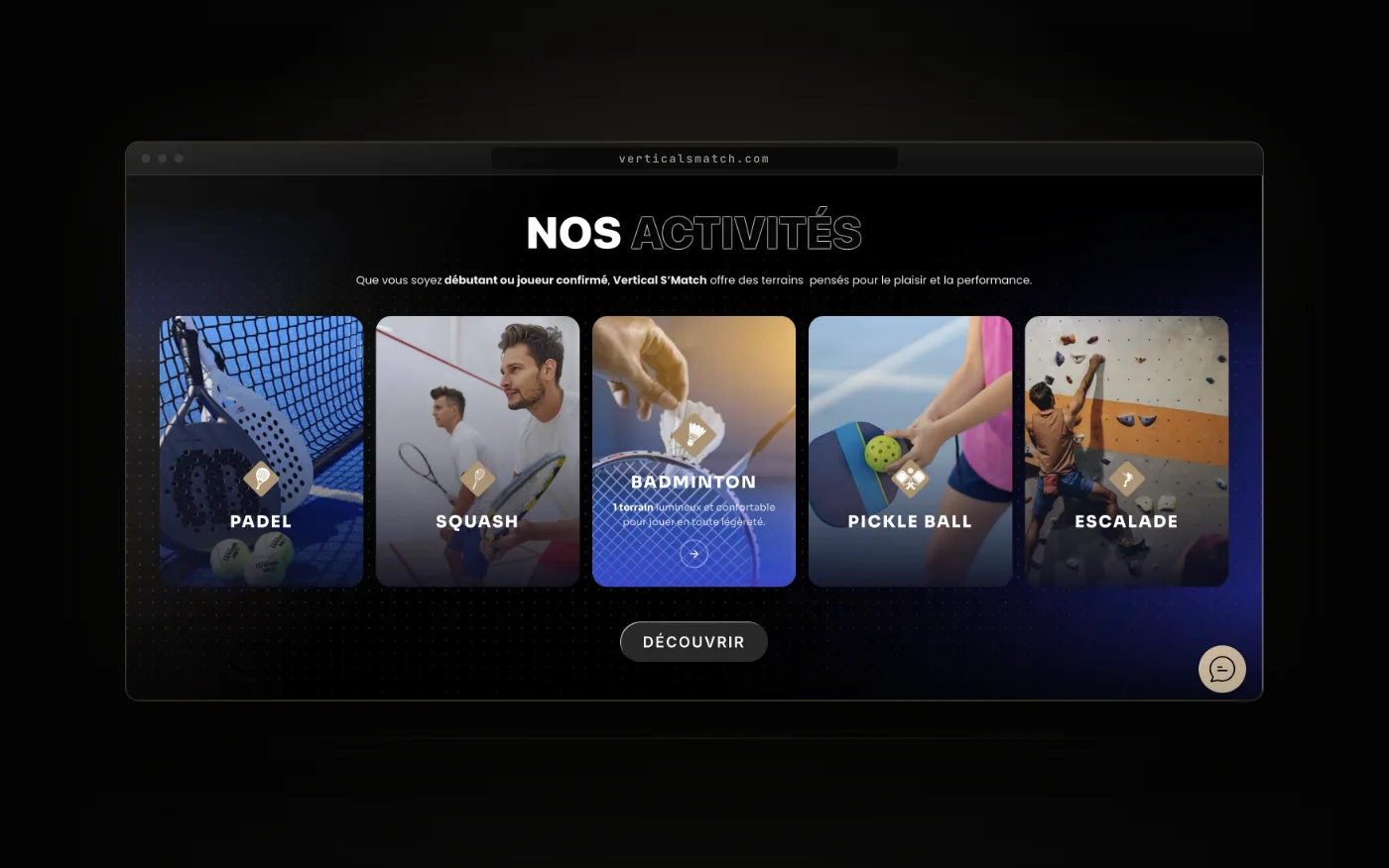 Le site Vertical S’match : nos activités